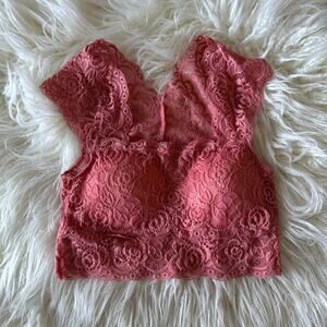 Pink Lace Bra Top Crop OSFM